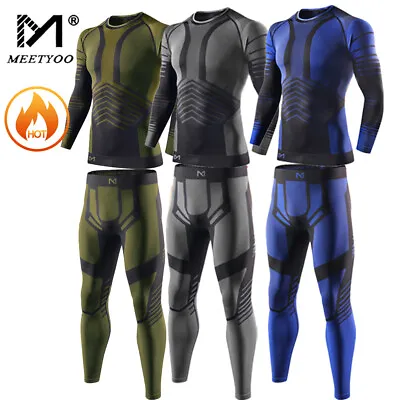 Mens Thermal Underwear Fleece Base Layer Top & Bottom Set Insulated Long Johns • $24.99