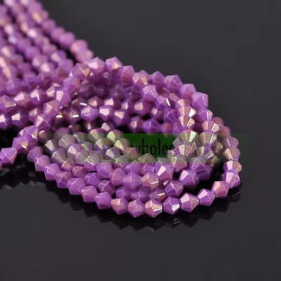 3/4/6/8mm Glitter Opaque Bicone Faceted Crystal Glass Spacer Loose Beads Jewelry • $1.99