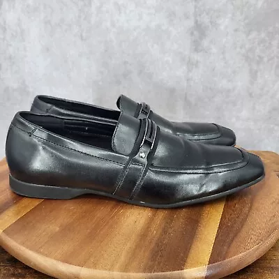 Marc Anthony Loafers Mens 11 M Black Faux Leather Horse Bit Slip On Shoes • $22.04