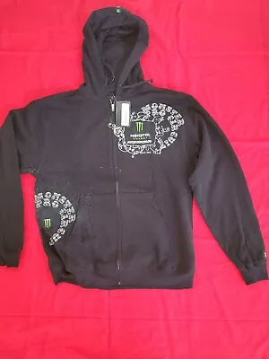 Monster Energy Pro Circuit Sweatshirt Grunge Zip Hoody Blk Sz M • $39.95