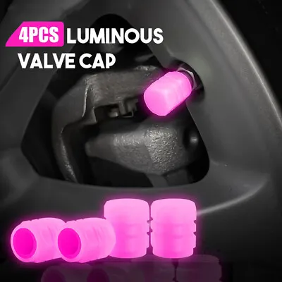 $3.31 • Buy 4x Luminous Pink Car Wheel Tire Tyre Air Valve Stem Caps Screw Cover Accessories