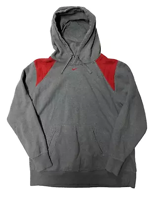 Nike Sweatshirt Mens Large Gray Hoodie Center Check Swoosh Cotton Pullover Vtg • $14.95