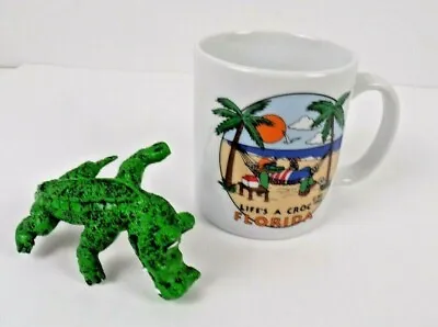 Vintage 1993 Life's A Croc Florida Coffee Mug Tea Cup Crocodile Alligator 3D • $12