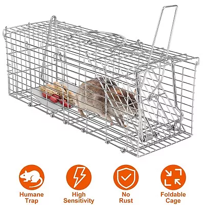 Foldable Rat Trap Cage Metal For Humane Live Animal Trap Rodent Squirrel Control • $22.48