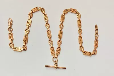 Superb 9ct Rose Gold Fancy Box Link Albert Necklace 20  Length Heavy 27.3g • £900