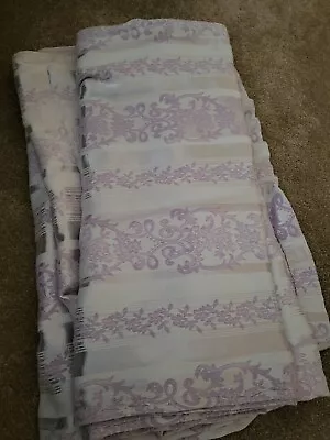 Pair Of Vintage Lilac And Silver Curtains Each 86' X 46' • £6