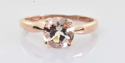 Petite Morganite Solitaire Ring In 10k Rose Gold .85 Carats Size 5 • $229.49