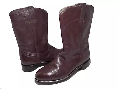 Stagecoach Vtg Mens Purplish Burgundy Leather Roper Cowboy Western Boots US 9D • $57.99