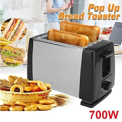$29.99 • Buy 2 Slice Electric Automatic Toaster Stainless Extra Wide Slot Bread Crumb Tray AU