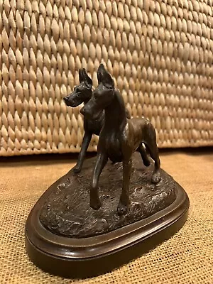 Tony Acevedo Bronze Great Dane Sculpture 2 Standing Danes.  • $86