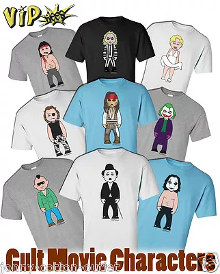 VIPwees Mens ORGANIC Cotton T-Shirt Cult Movie Inspired Caricatures ChooseDesign • £13.99