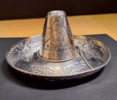 Vintage Large Maciel Mexican 925 Sterling Silver Sombrero Hat Ring Tray 133 Gram • $299