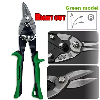 Aviation Tin Snips Sheet Metal Long Blade Right Cut Heavy Duty Shear Scissors • $10.99