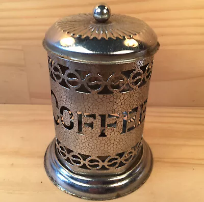 COFFEE “Silver” Vintage Chrome-Plated Metal Canister Decorative Jar (NO INSERT) • $9.99