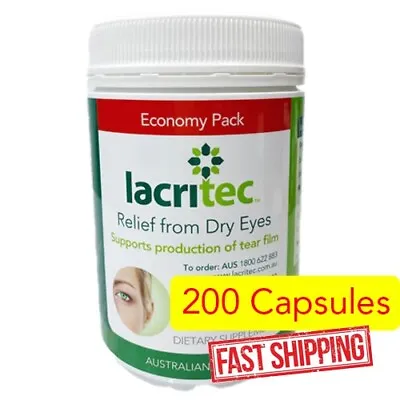 Lacritec 200 Economy Capsules Tablet Support For Dry Eye Strain Flax Seed Omega3 • $104.95