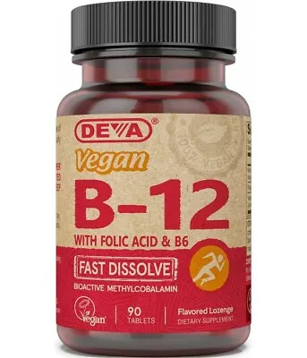 Deva Fast Dissolve B-12 With B-6 & Folic AcidMethylcobalamin:1000 Mcg 90 Tablet • $10.99