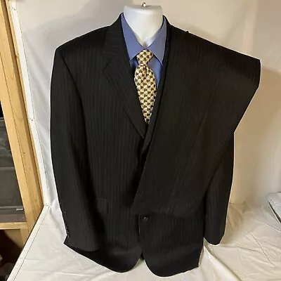 Stafford Mens Suit Charcoal Gray W Multicolor Pinstripes Wool 42L 42 L 37 X 32 • $49.99