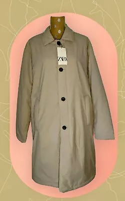 NWT'S ZARA Trench Coat Beige Winter Coat FAUX FUR Lining Size Large Women's • $79.99