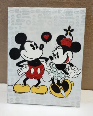 Disney Mickey Mouse & Minnie Couple Think Heart Picture Print Canvas Wall Art • $11.25