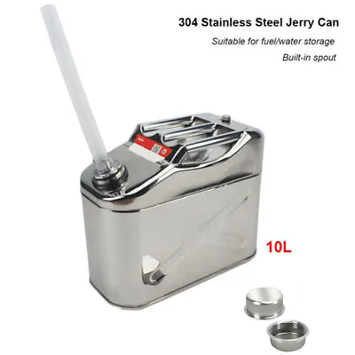 $99.99 • Buy 10L Stainless Steel Jerry Can Fuel/Water Storage Built-in Spout 4WD Motorbike
