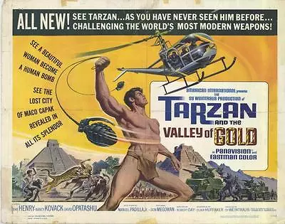 TARZAN AND THE VALLEY OF GOLD Movie POSTER 22x28 Half Sheet Mike Henry David • $17.98