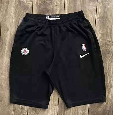 Nike LA Clippers NBA Team Issued Warm Up Game Shorts Black Men's L • $64.99