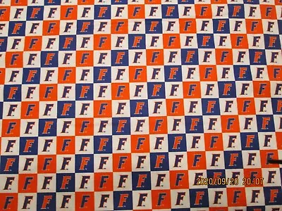 UNIVERSITY Of FLORIDA   GATORS   SMALL SQUARES  BRAND NEW 1/2 YARD 100% COTTON • $6