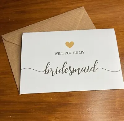 Will You Be My Bridesmaid Card & Envelope  ( Envelope Can Be Personalised ) • £1