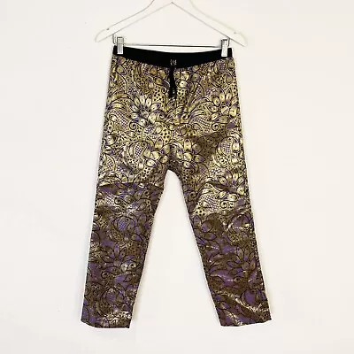 Marni X H&M Metallic Purple And Gold Cropped Brocade Pants US 2 Collab Elastic • $36