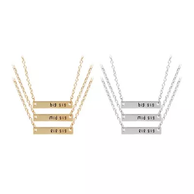 3 Pcs Rectangle-shaped Short Necklaces Best Friend Good Sisters Necklace Jewelry • $16.87