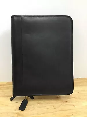 Vintage COACH Black Leather Folder Organizer Planner Notepad Portfolio 14”x11” • $89.98