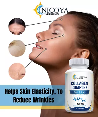$13 • Buy 🔥 Premium Collagen Peptides Pills Hydrolyzed Anti-Aging (Types I,II,III,V,X) 🔥