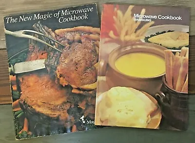 Vintage 1978 Microwave Cookbooks Magic Chef Paperback Samsung Hardback Lot Of 2 • $4