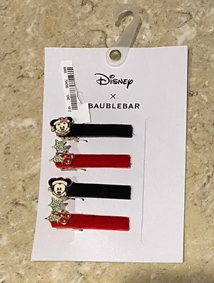 NEW Disney X Baublebar Christmas Hair Clips Mickey Mouse Minnie Mouse NWT • $17.50