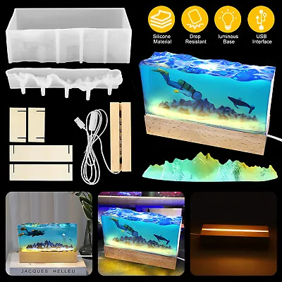 Ocean Resin Casting Silicone Molds Lamp Mould Night Light Making Epoxy Art Craft • $18.98