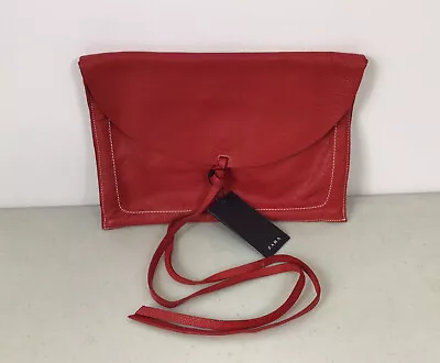 $39 • Buy ZARA Red Leather Bag Large Clutch Purse NEW