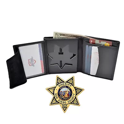 DK439 Hidden Badge And ID Wallet 7 Point Star Cutout B2629 B67 S574 BH1859 • $29.95