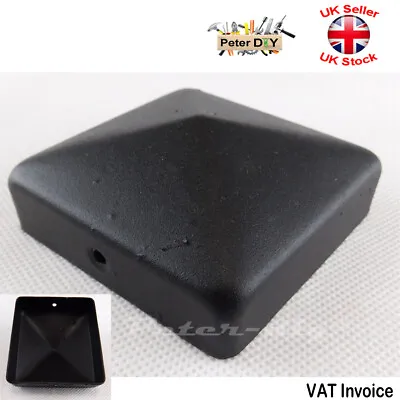 Matt BLACK Square Metal Fence Post Cap Caps Top Cover Flange 72x72mm  Pyramid  • £4.97