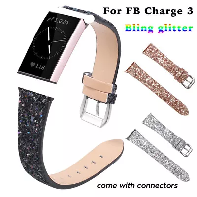 $20.08 • Buy Bling Christmas Leather Strap For Fitbit Charge 2 3 4 Smart Watch Bracelet Band