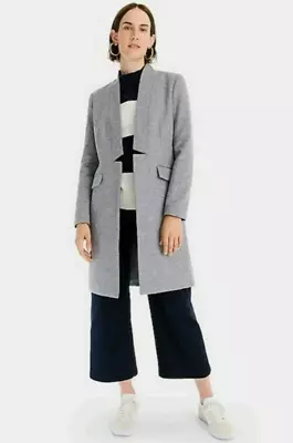 J. Crew Collection Womens Long Wool Cashmere Coat Sz 4 Gray Open Front J6145 • $119.65