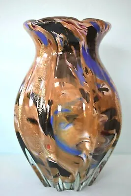 Unusual Large Vintage Mid Century VENINI Signed LABEL Heavy Murano Glass Vase • $975