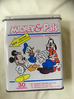 Vintage MICKEY & PALS Band-Aid Tin Metal Box Disney Goofy Donald Duck • $9.95