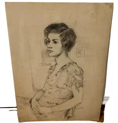 Frances Foy Wonderful Modernist Chicago Artist Drawing Portrait Woman Look!!! • $195