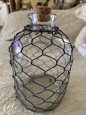 Chicken Wire Wrapped 7  Glass Bottle • $9