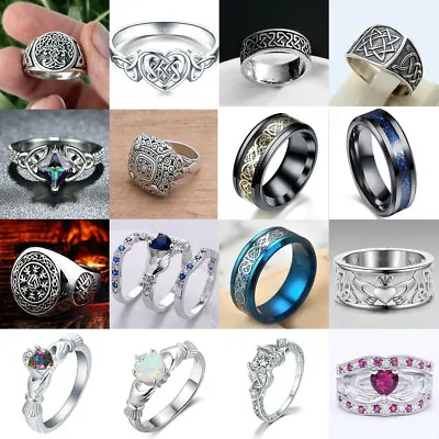 Celtic Knot Ring Dragon Claddagh Band Rings For Women Men Wedding Viking Jewelry • $2.52