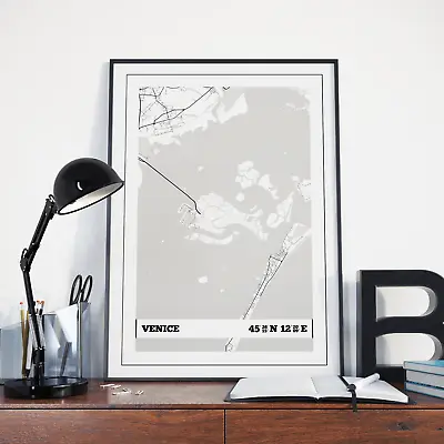 Venice Map Poster - Italy Coordinates Travel Print (unframed) • £20