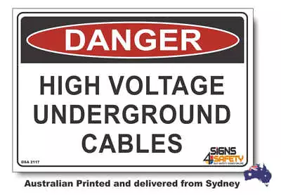 Danger High Voltage Underground Cables Sign • $64.99