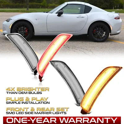 Front+Rear Clear Lens Amber+Red Side Marker Lamp For 2016-2022 Mazda Miata MX-5 • $49.95