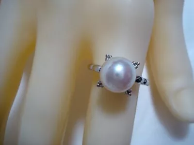 Authentic  MIKIMOTO  Platinum 8.9mm Akoya Pearl Ring • $599.99