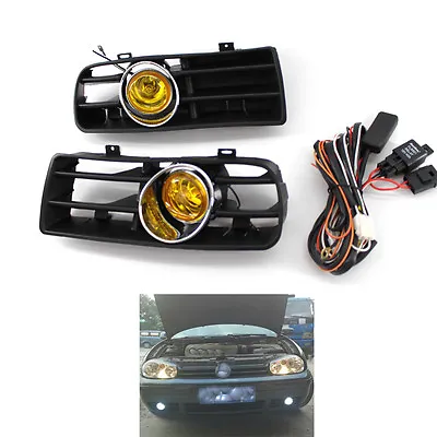 Front Bumper Grill Yellow Fog Light Lamp Grille For VW Golf MK4 97-03 03 02 Car • $55.04